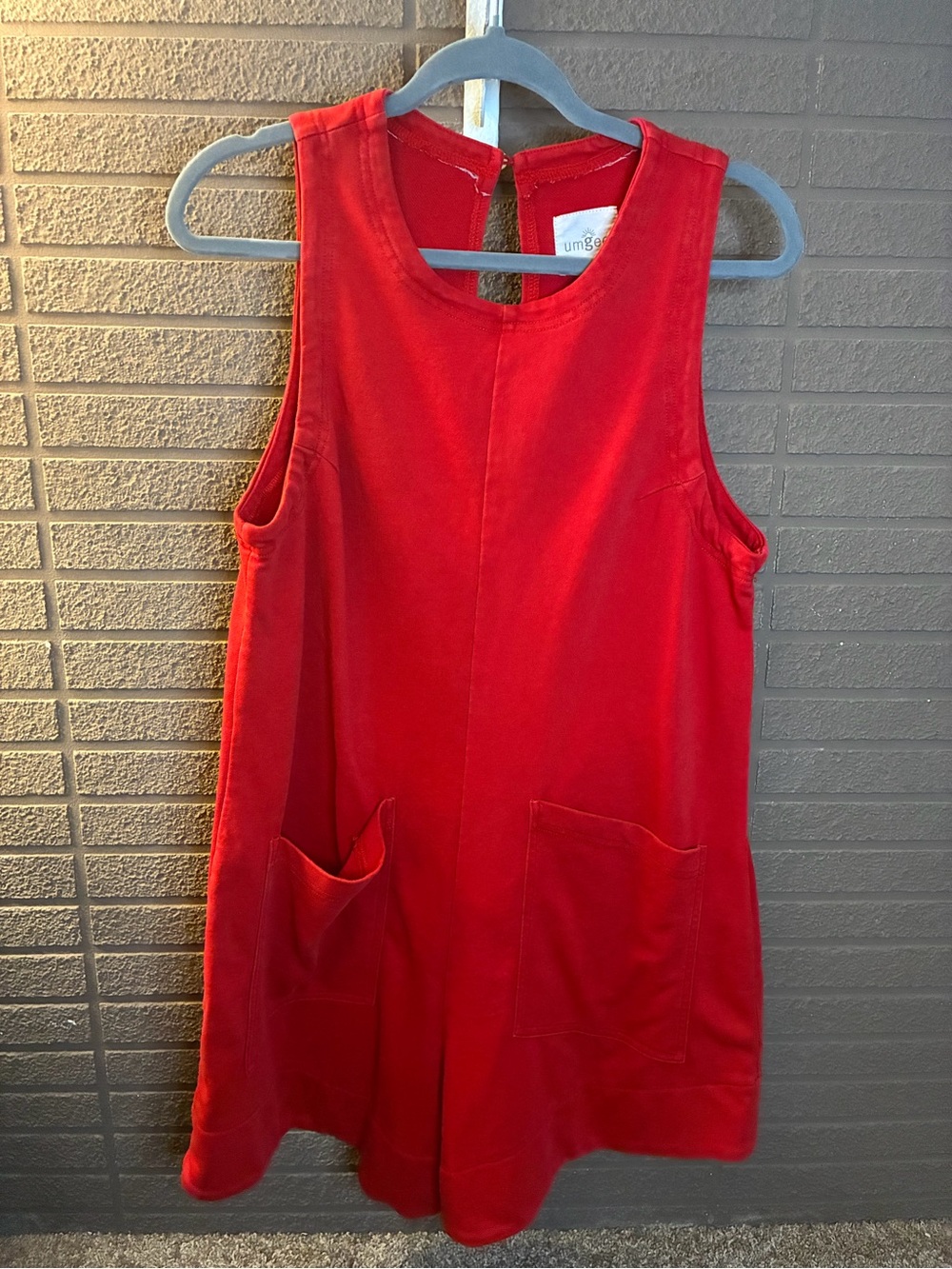 Umgee Bright Red Sleeveless Pocket Romper